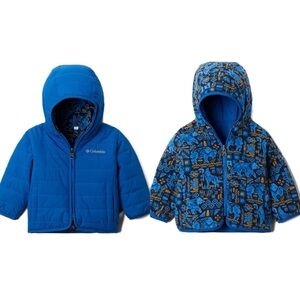 Columbia Blue Double Trouble Reversible Hooded Puffer Jacket Toddler 4T